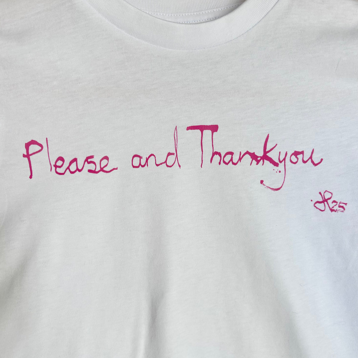 Kids Please and Thankyou Pink Text T-shirt
